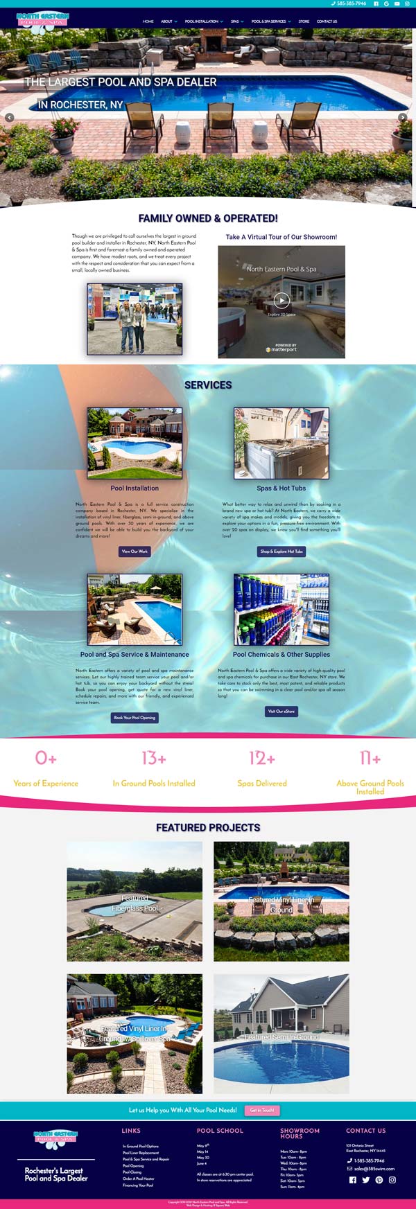 North Eastern Pools & Spas home page screen print